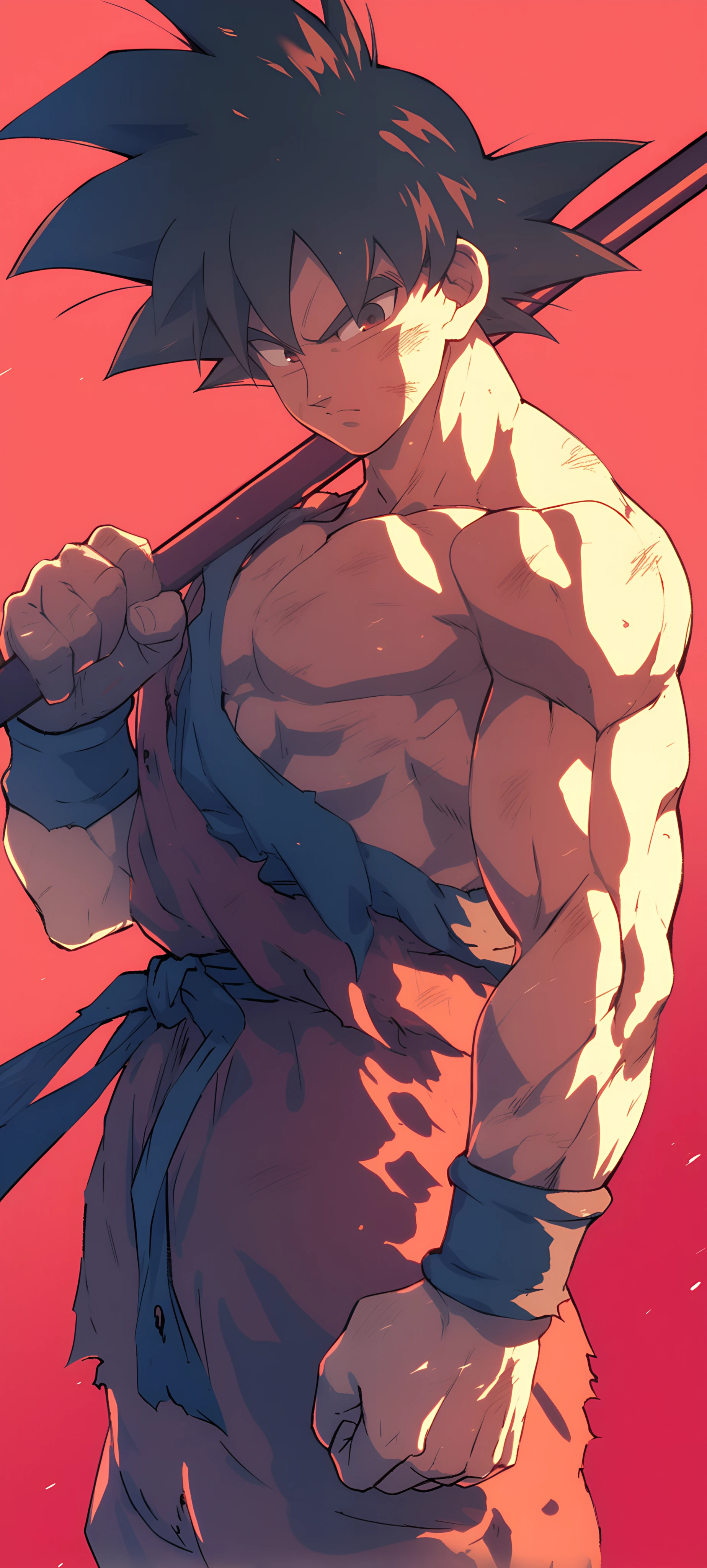 epic anime boy wallpaper — male focus, black hair, pectorals (free 4K phone download)