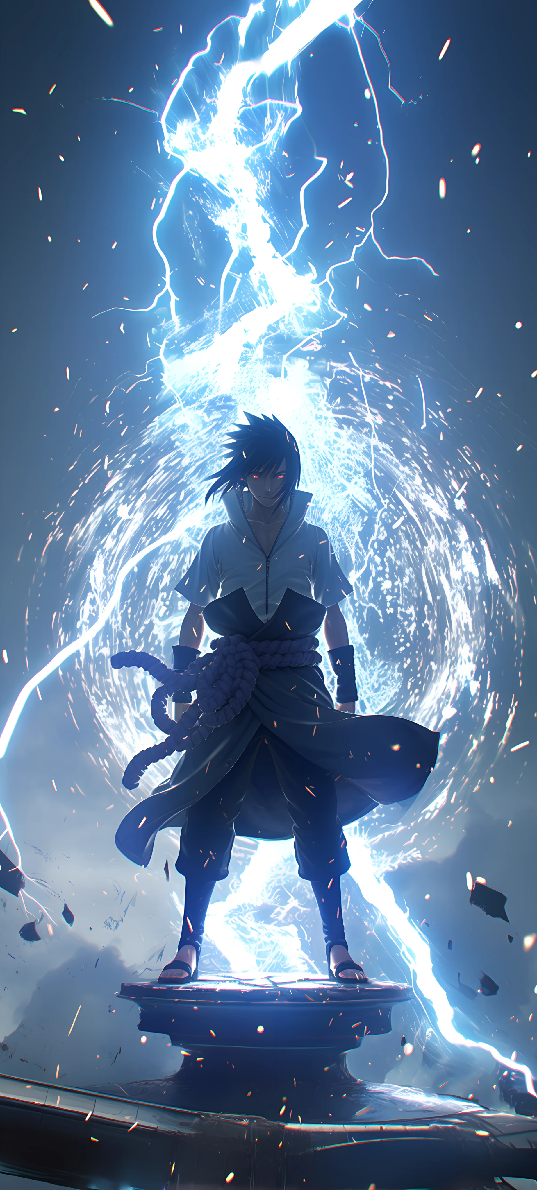 epic anime boy wallpaper — male focus, electricity, black hair (free 4K phone download)