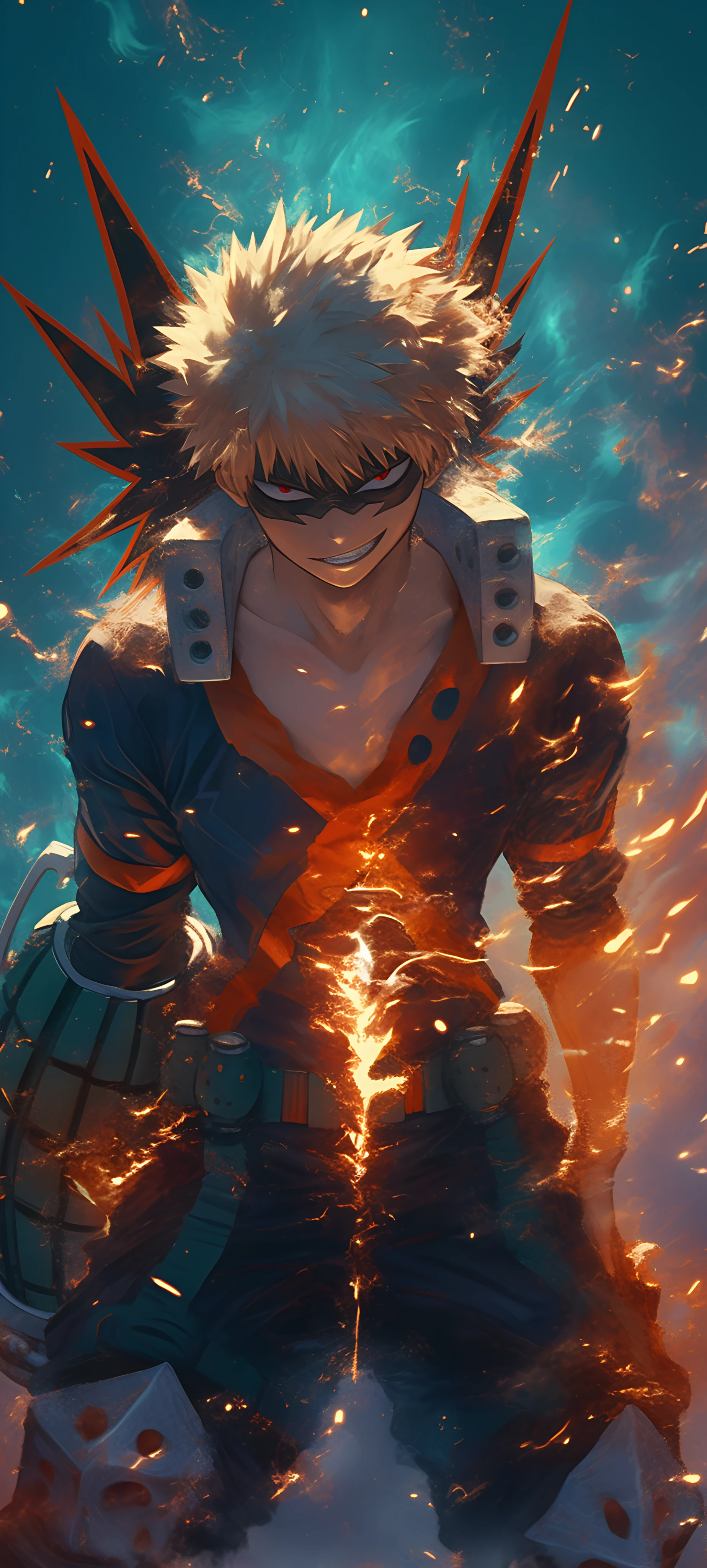 epic anime boy wallpaper — male focus, blonde hair, red eyes (free 4K phone download)