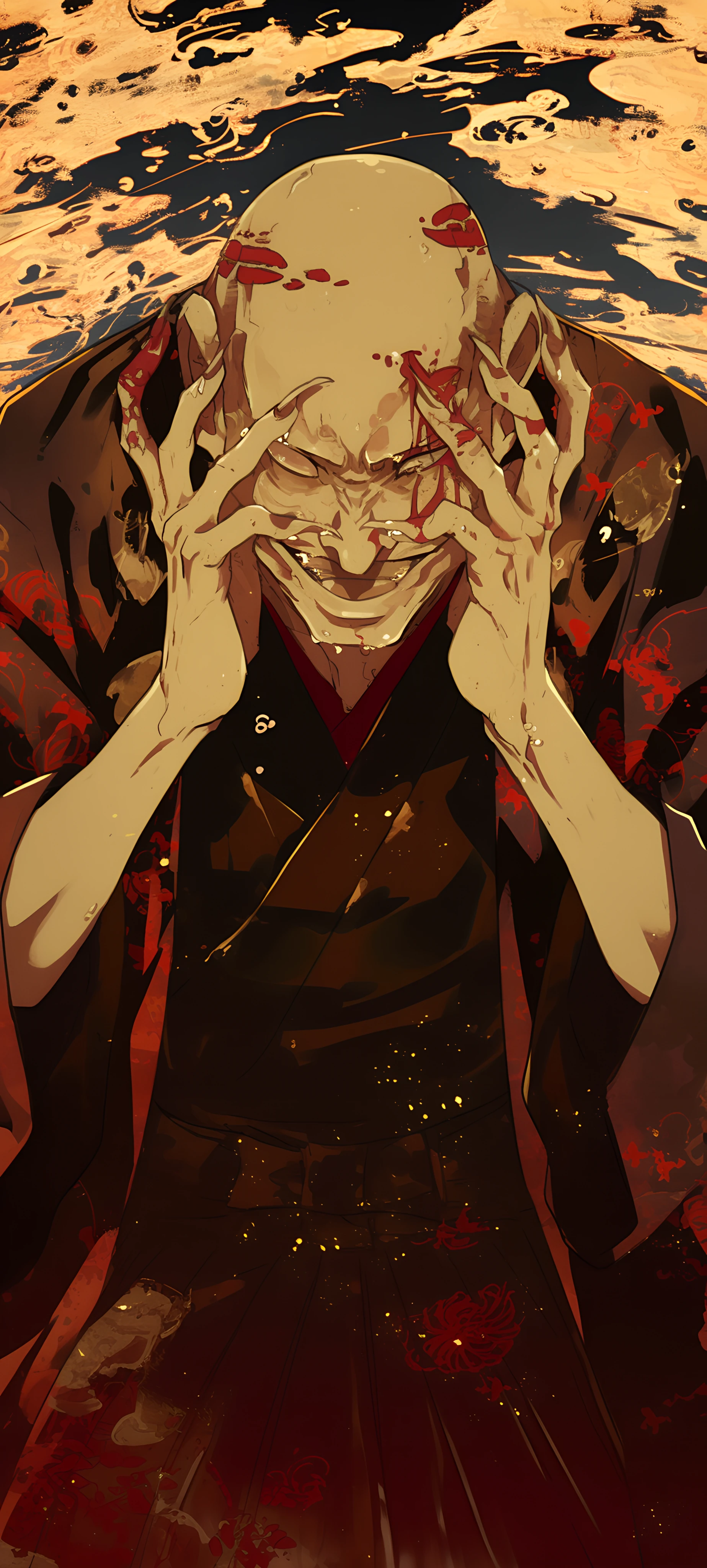 epic anime boy wallpaper — bald, male focus, blood (free 4K phone download)