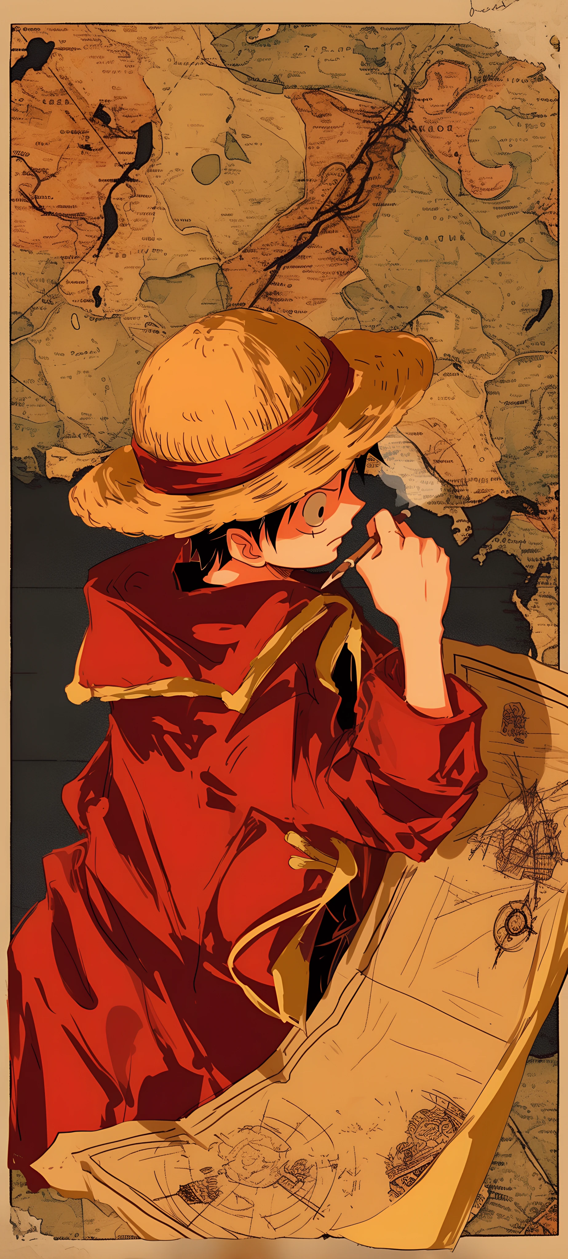 mysterious anime boy wallpaper — hat, male focus, straw hat (free 4K phone download)