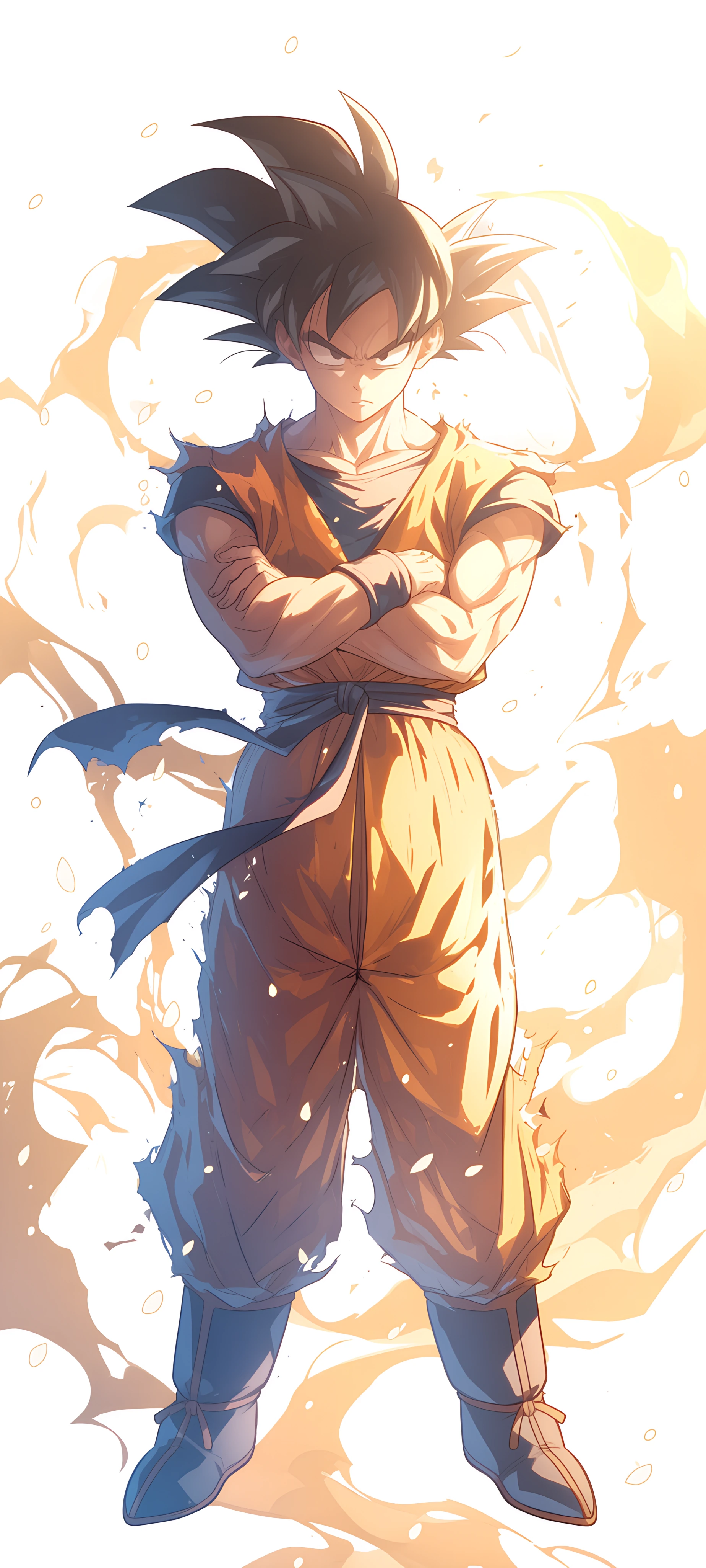 epic anime boy wallpaper — male focus, crossed arms, black hair (free 4K phone download)