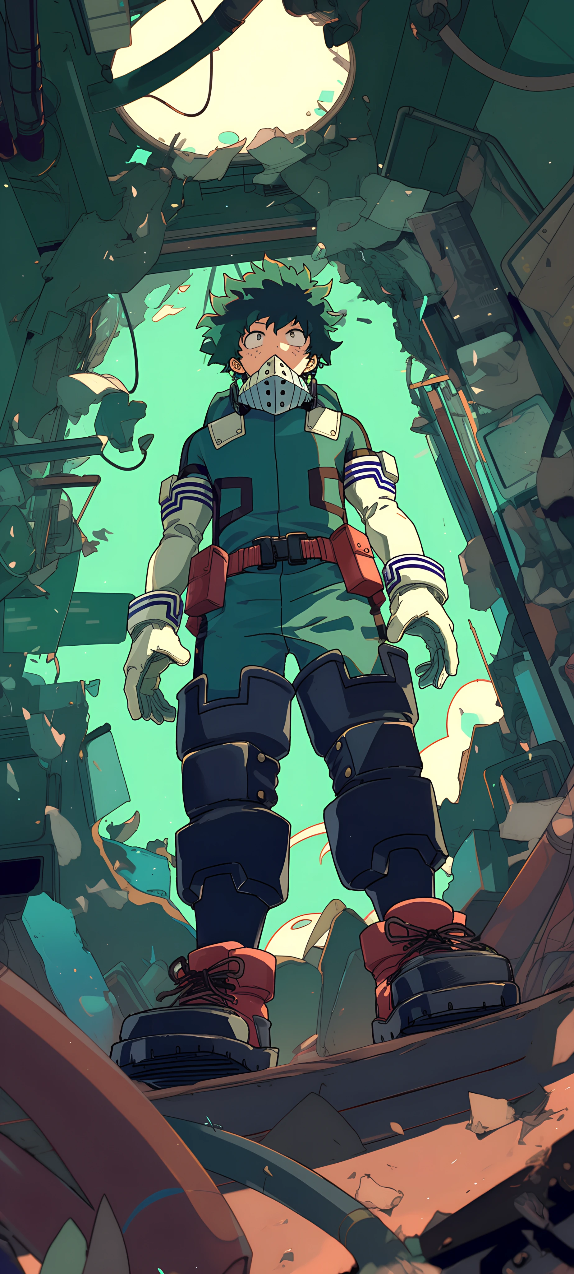 cool anime boy wallpaper — male focus, freckles, gloves (free 4K phone download)