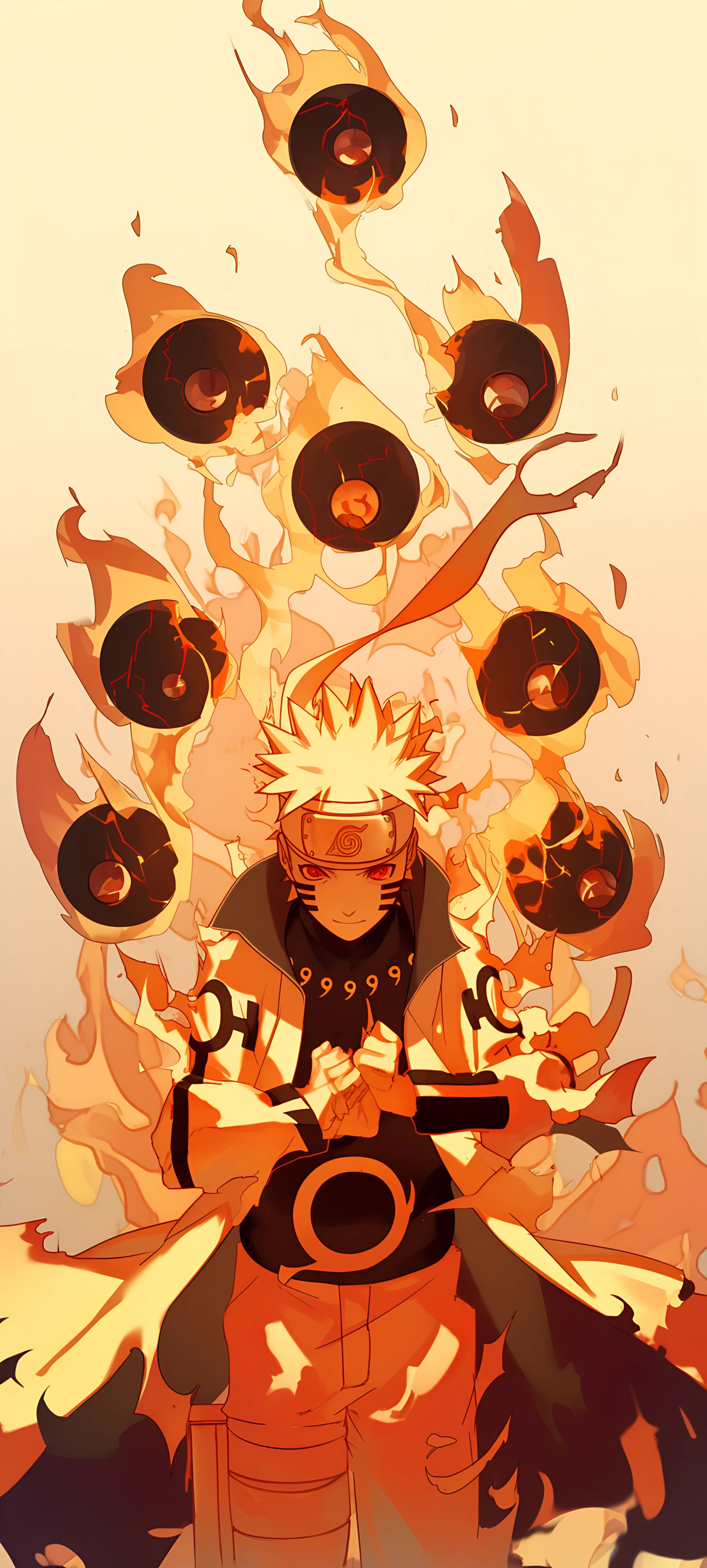 cool anime boy wallpaper — male focus, orange theme, facial mark (free 4K phone download)