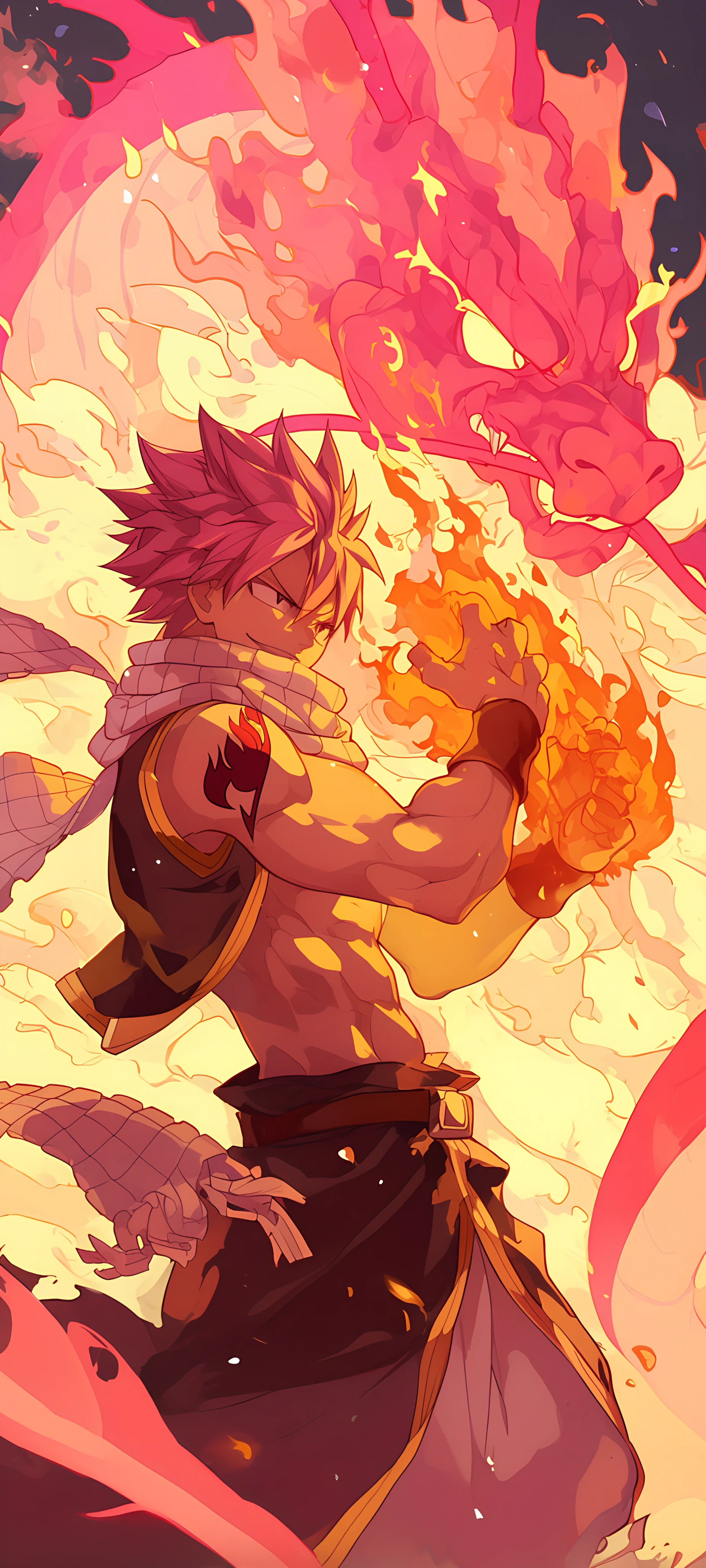 romantic anime boy wallpaper — male focus, scarf, fire (free 4K phone download)