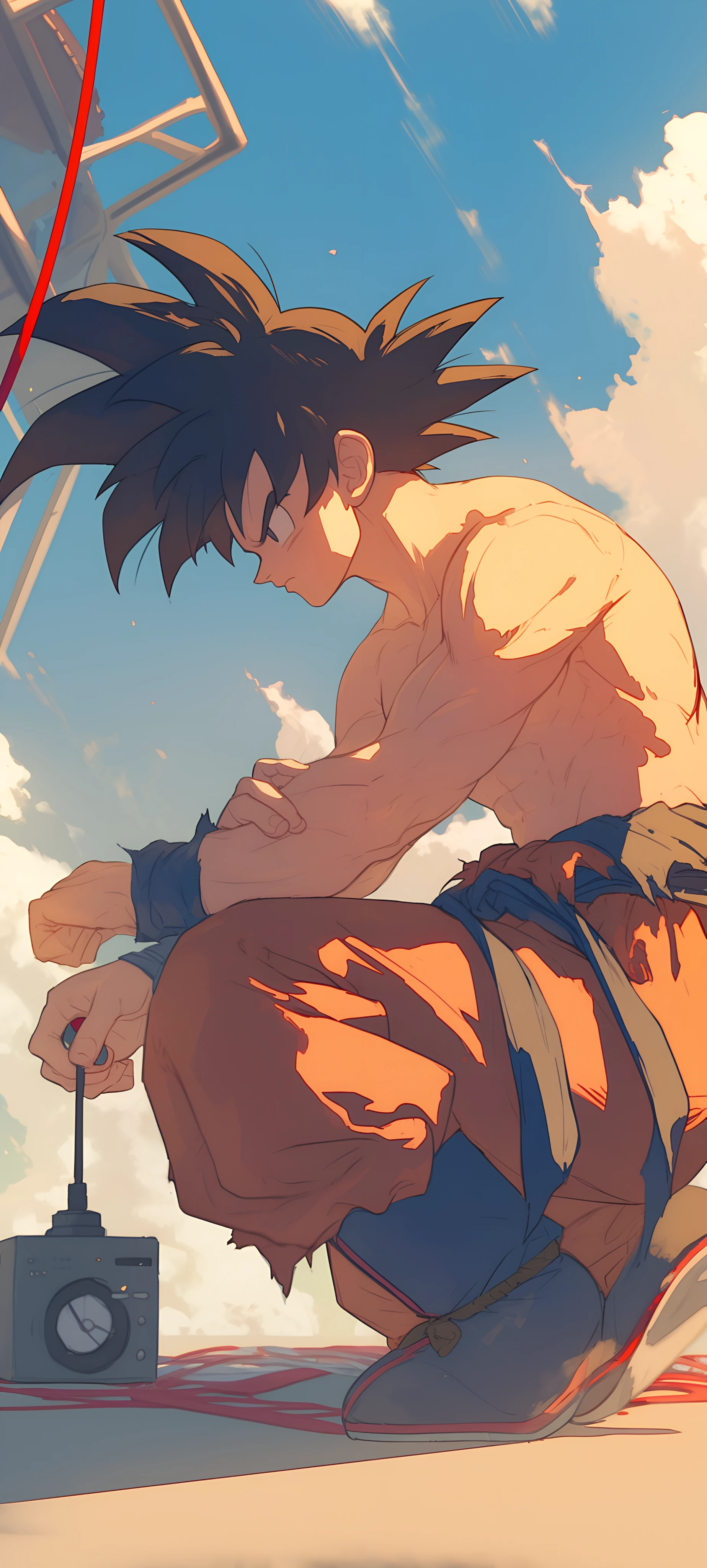 epic anime boy wallpaper — male focus, black hair, sky (free 4K phone download)