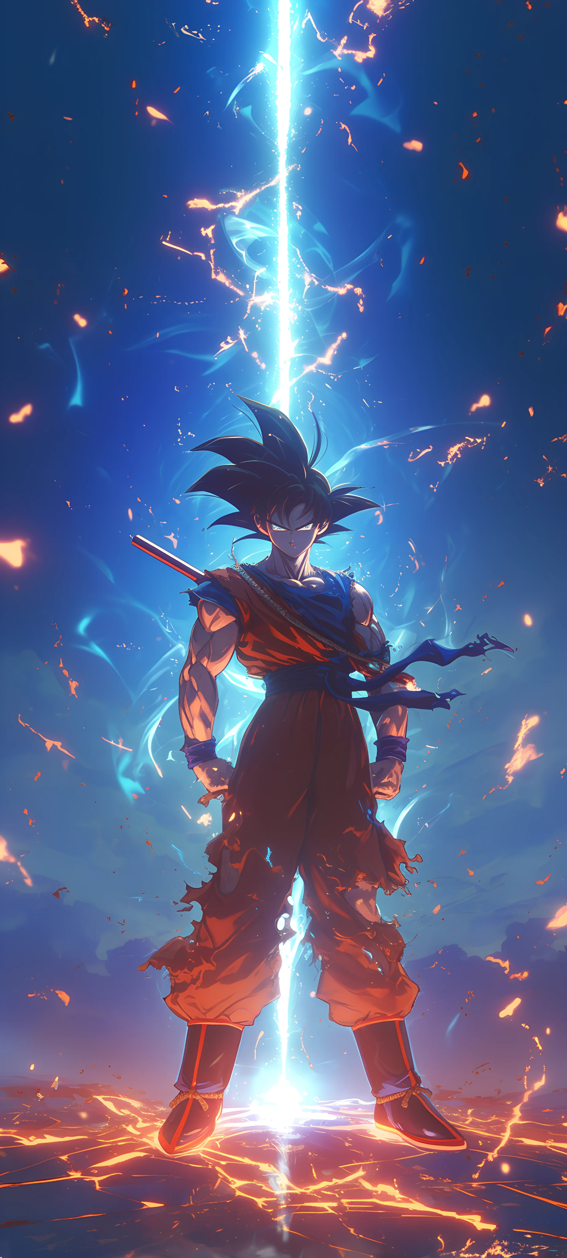 epic anime boy wallpaper — male focus, dougi, black hair (free 4K phone download)