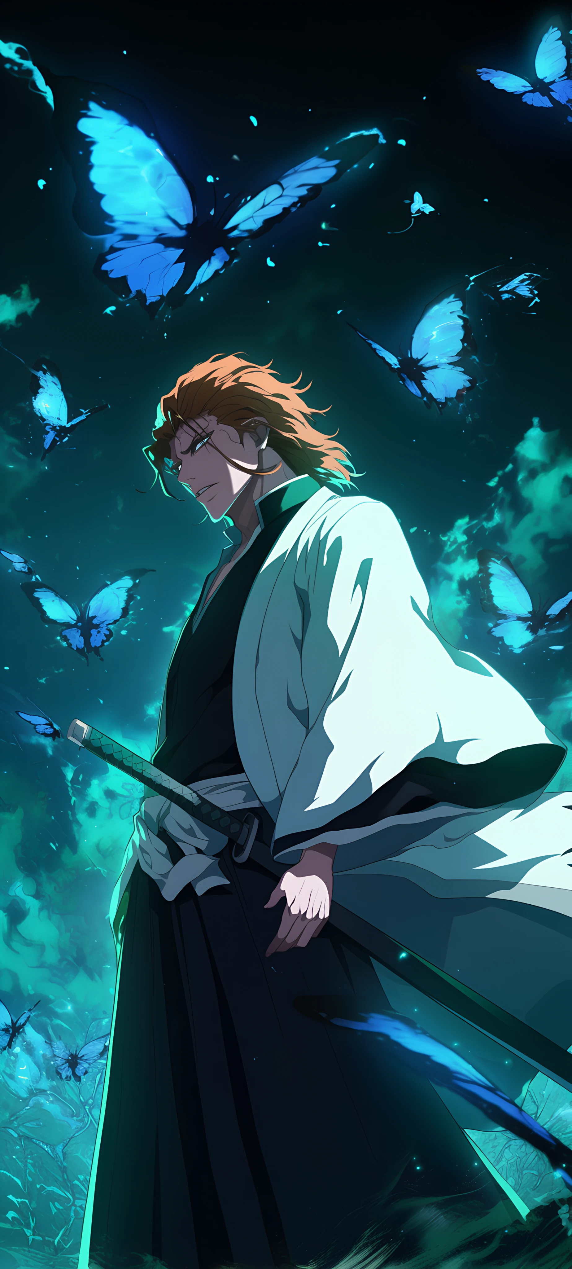 elegant anime boy wallpaper — weapon, sword, haori (free 4K phone download)