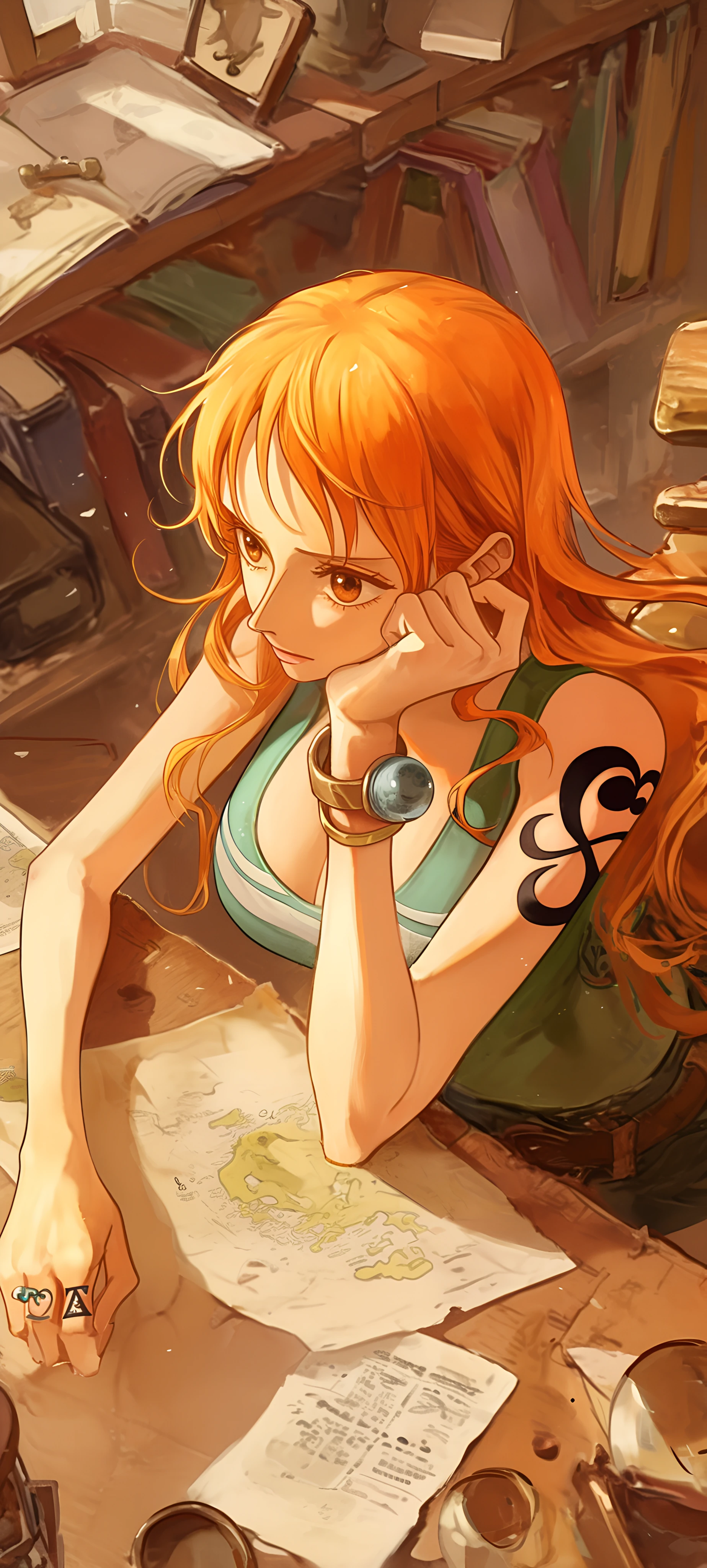 magical anime girl wallpaper — orange hair, jewelry, long hair (free 4K phone download)