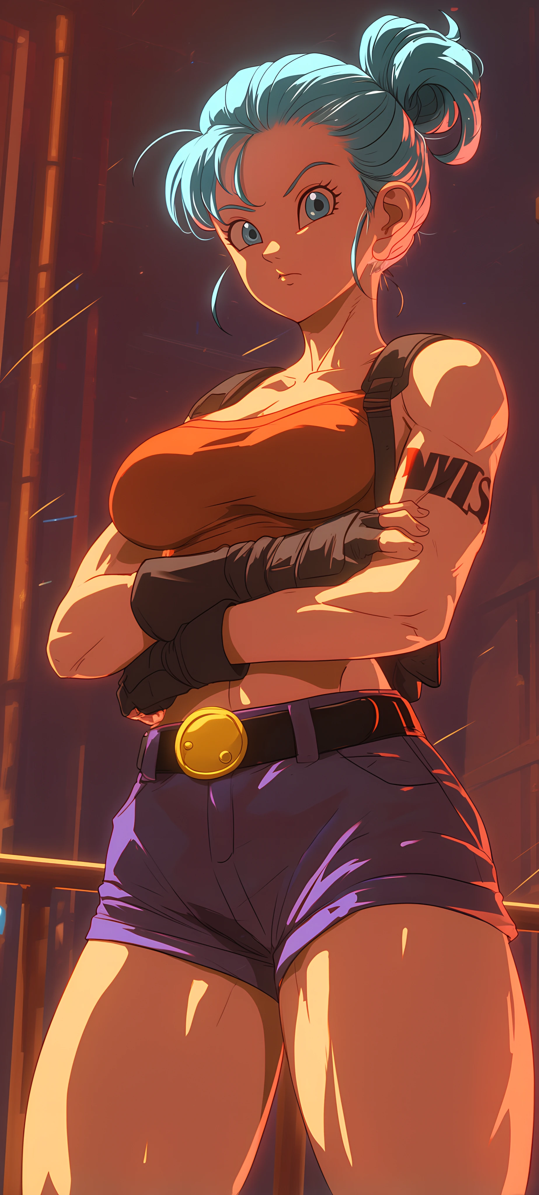 epic anime girl wallpaper — shorts, gloves, fingerless gloves (free 4K phone download)