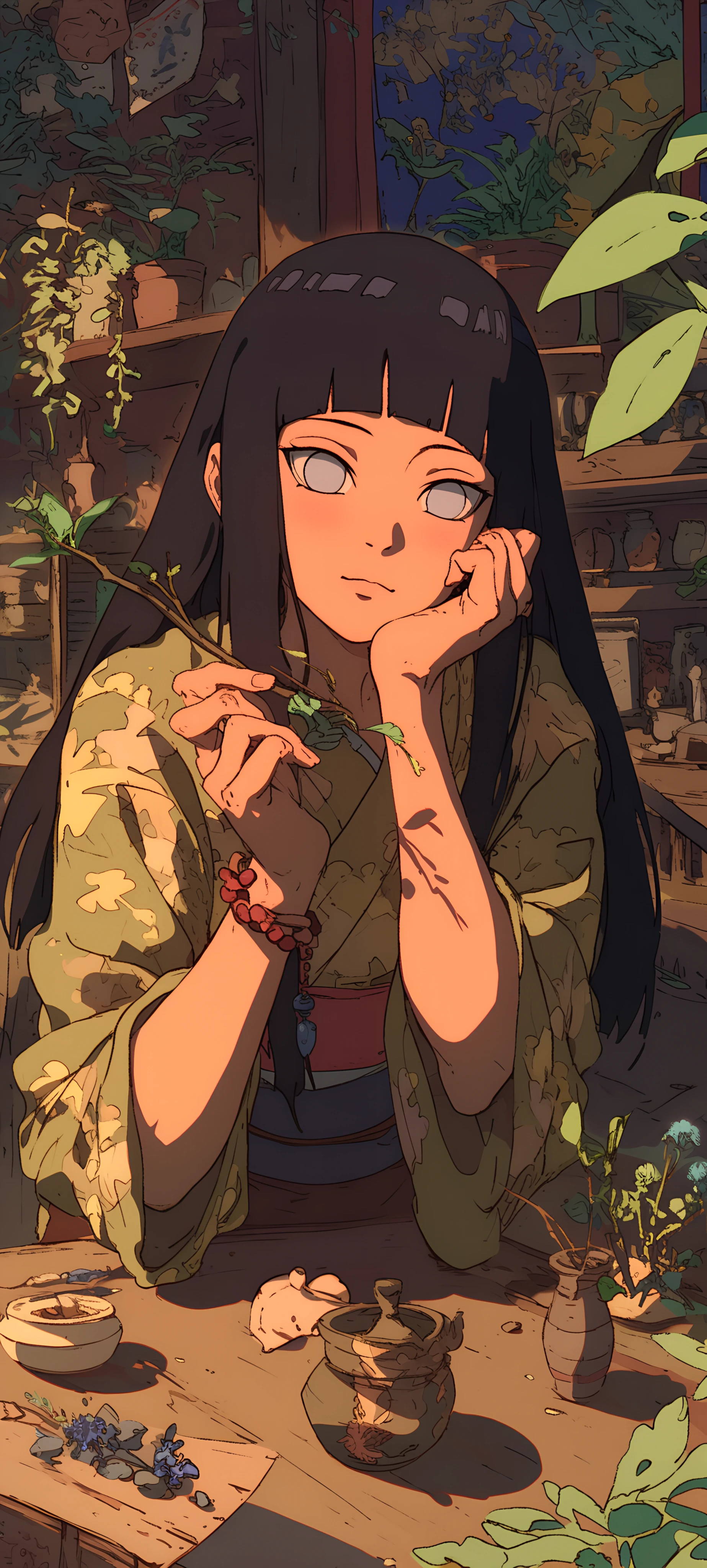 cute anime girl wallpaper — japanese clothes, kimono, long hair (free 4K phone download)