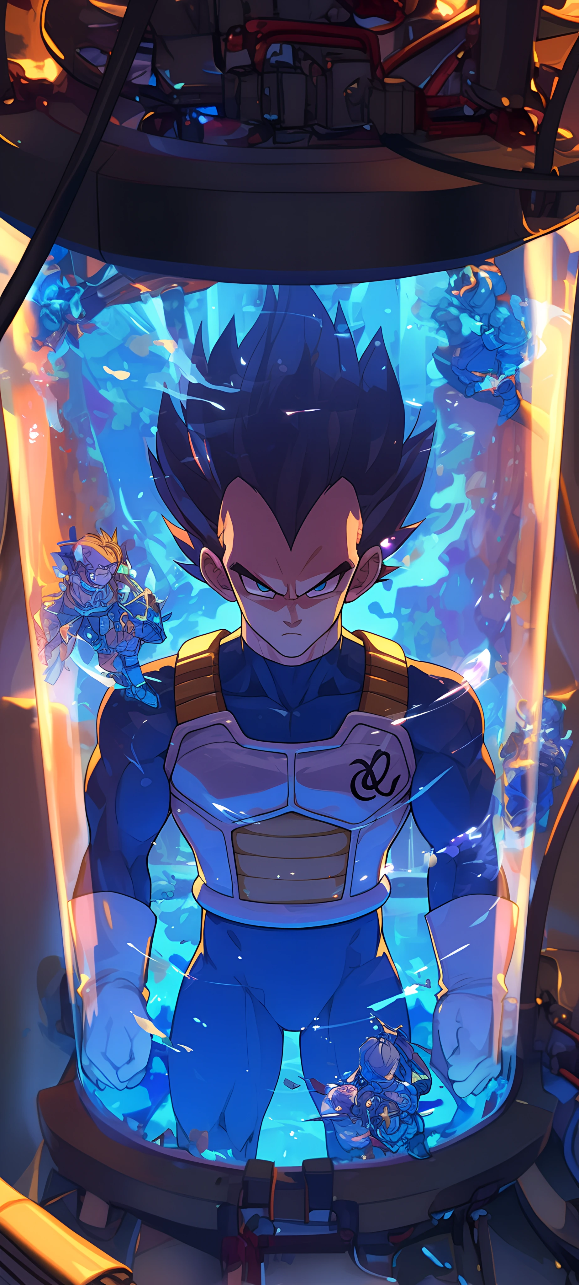 cool anime wallpaper — saiyan armor, gloves, white gloves, spiked hair (free 4K phone download)