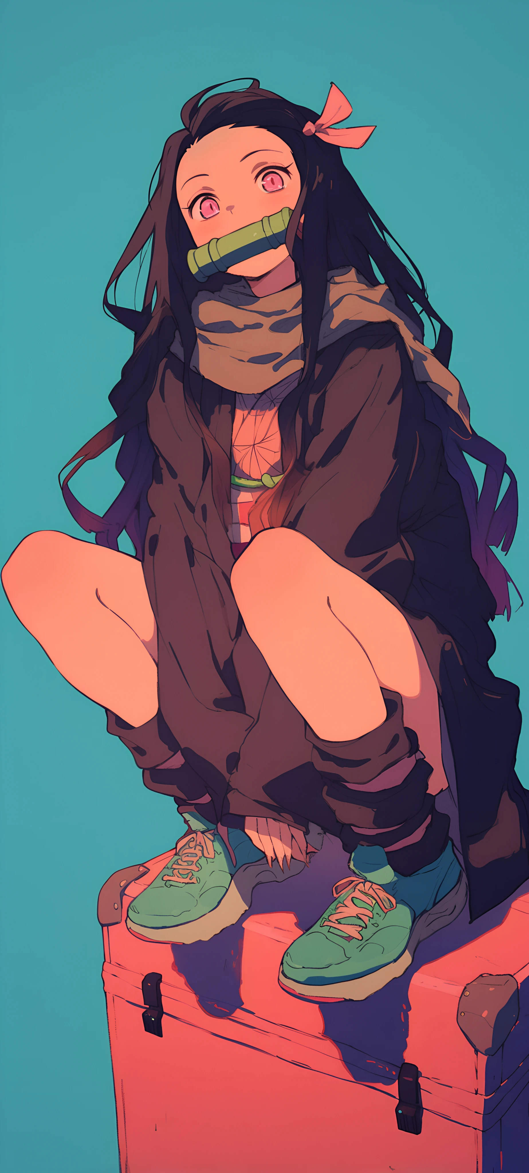 cute anime girl wallpaper — gag, long hair, bit gag (free 4K phone download)