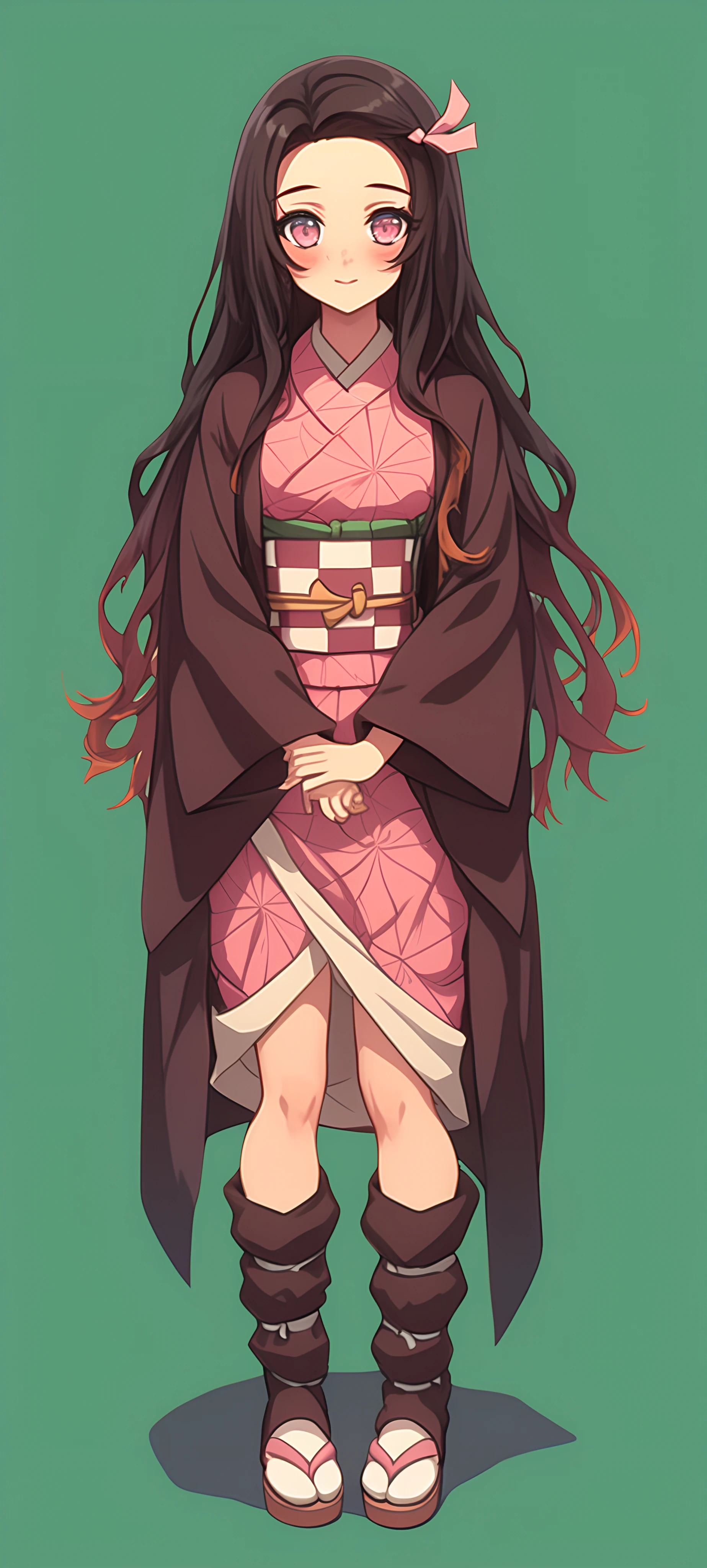 cute anime girl wallpaper — long hair, pink kimono, japanese clothes (free 4K phone download)