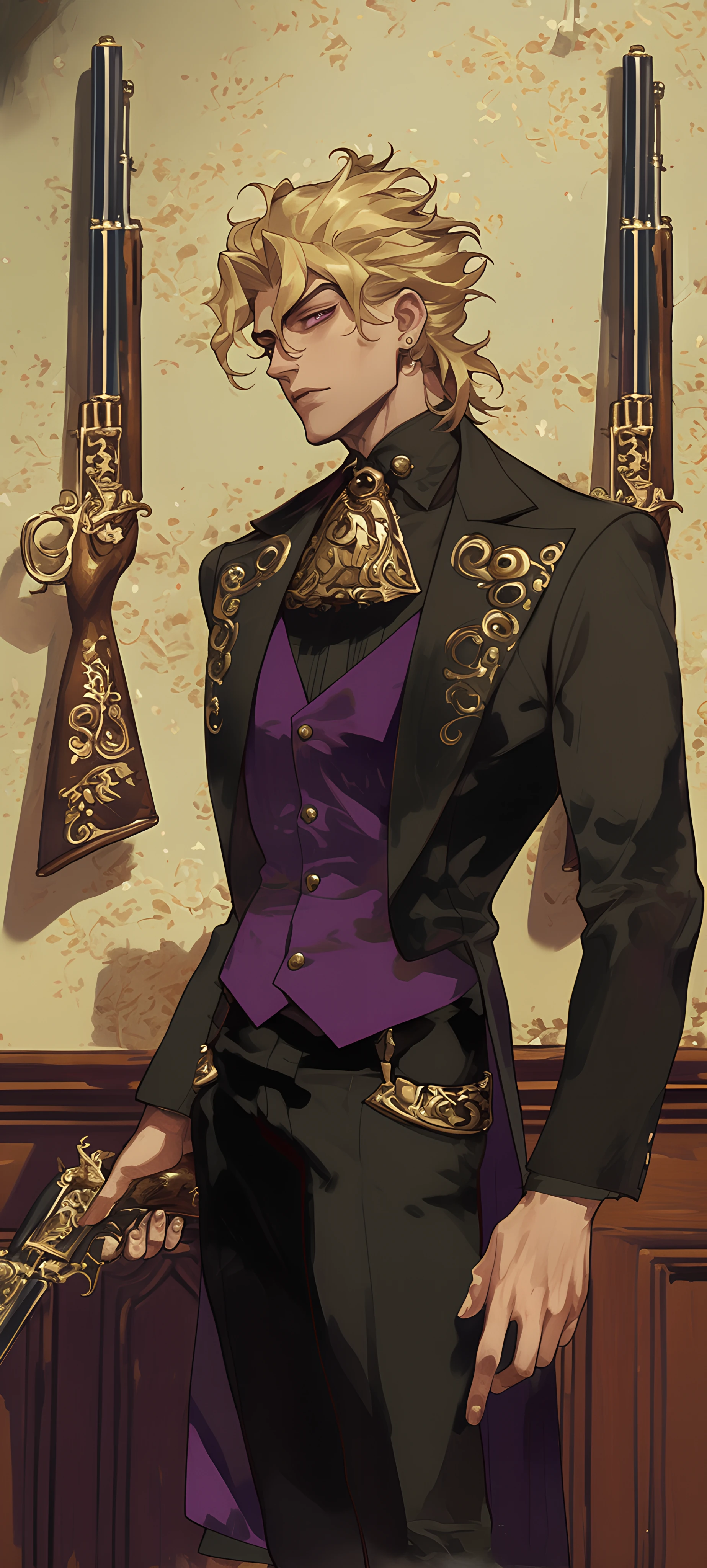 elegant anime boy wallpaper — gun, male focus, weapon (free 4K phone download)