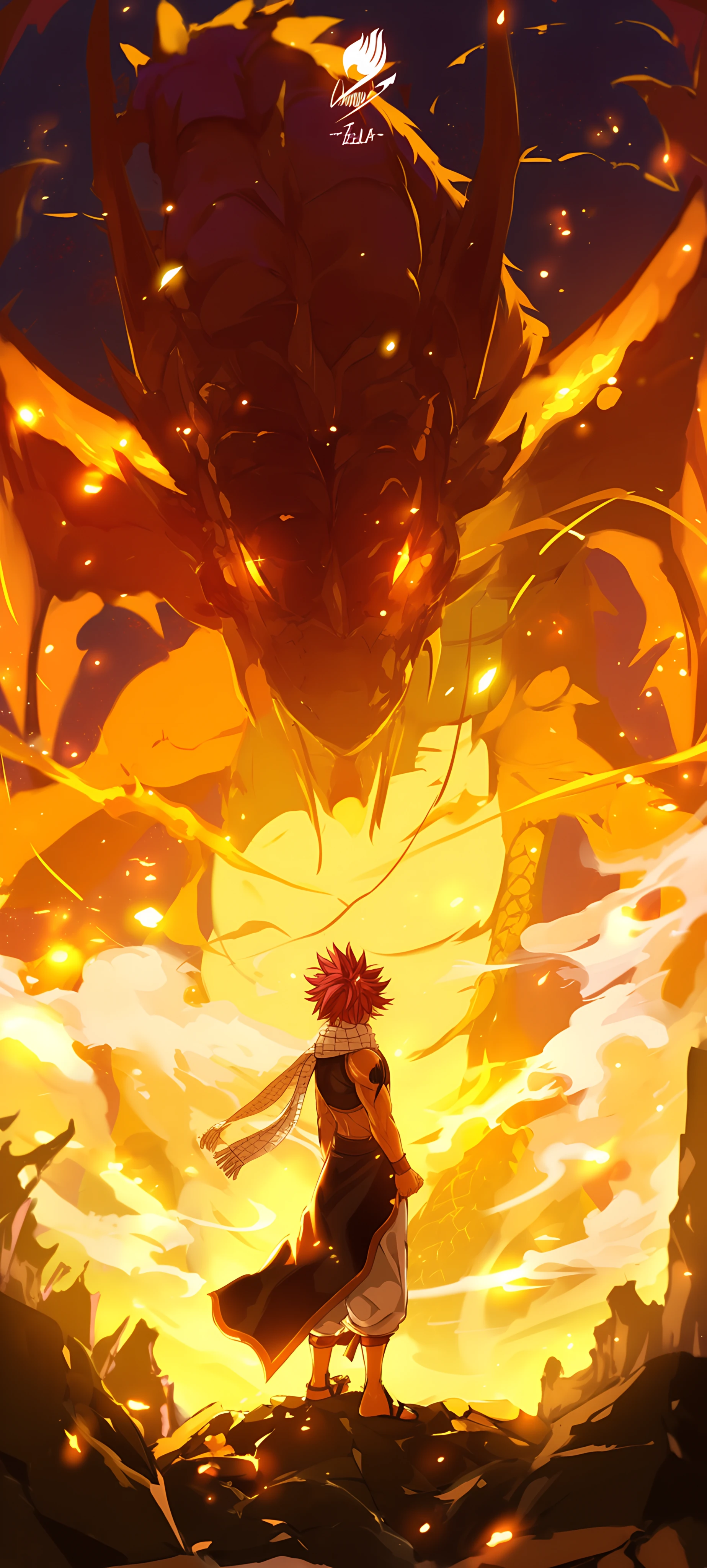 epic anime boy wallpaper — dragon, male focus, spiked hair (free 4K phone download)
