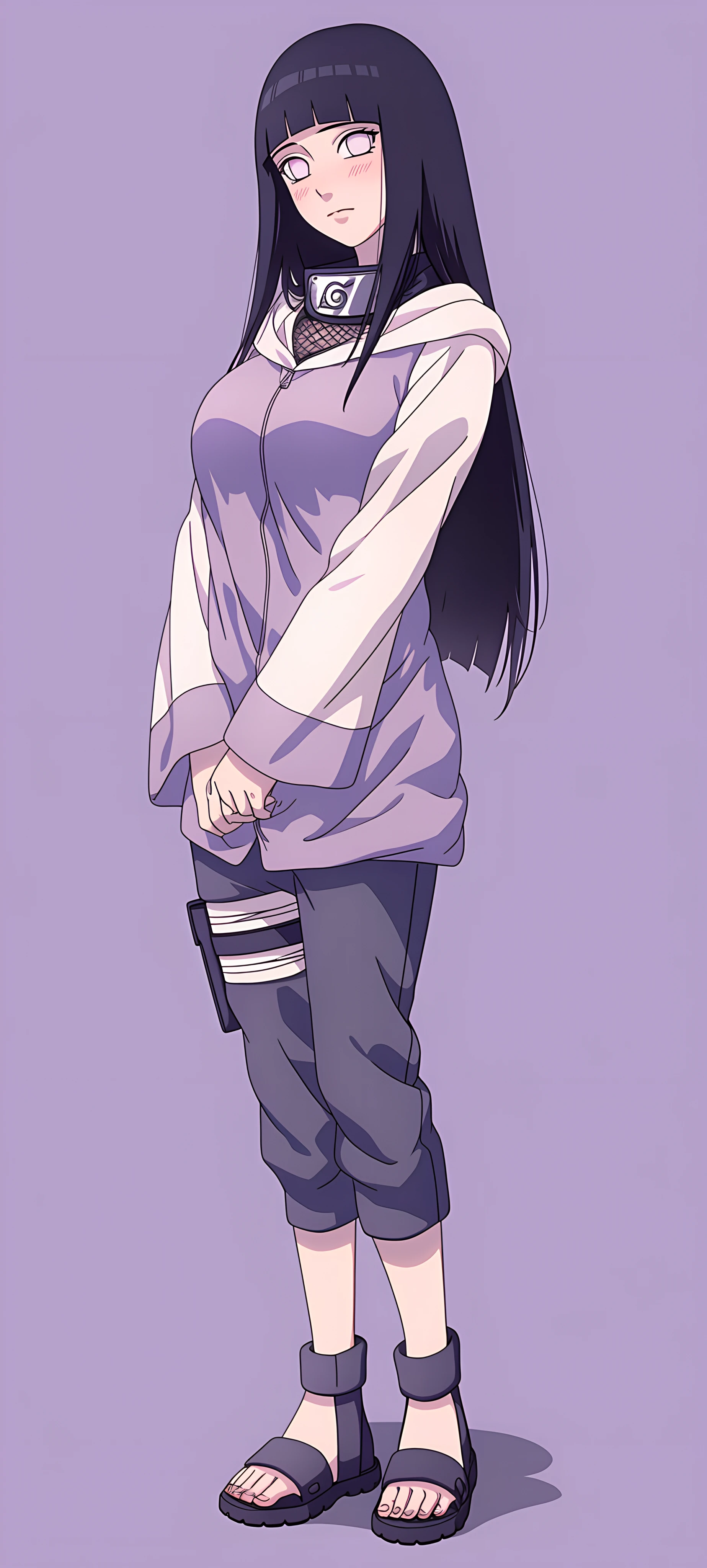 cute anime girl wallpaper — long hair, konohagakure symbol, forehead protector (free 4K phone download)