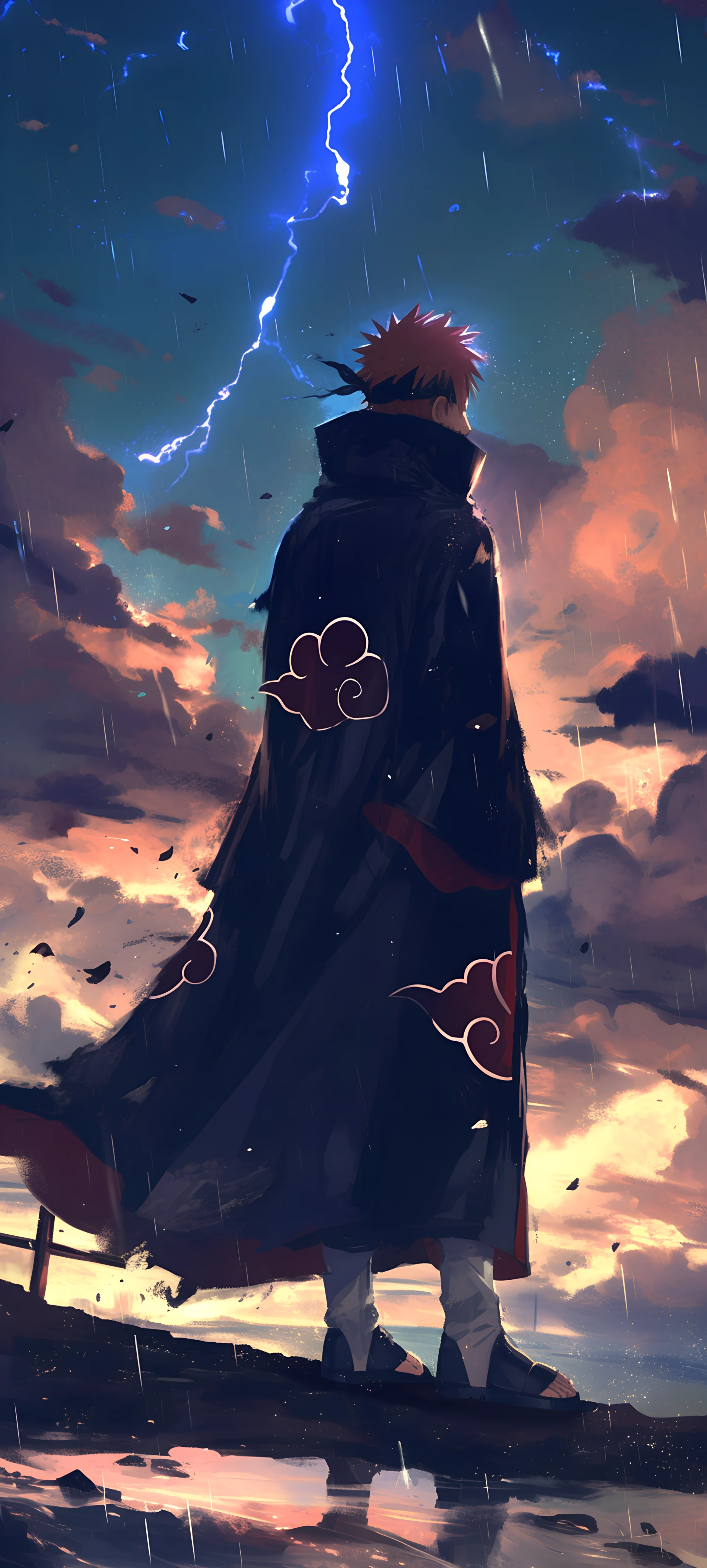 mysterious anime boy wallpaper — rain, male focus, sky (free 4K phone download)