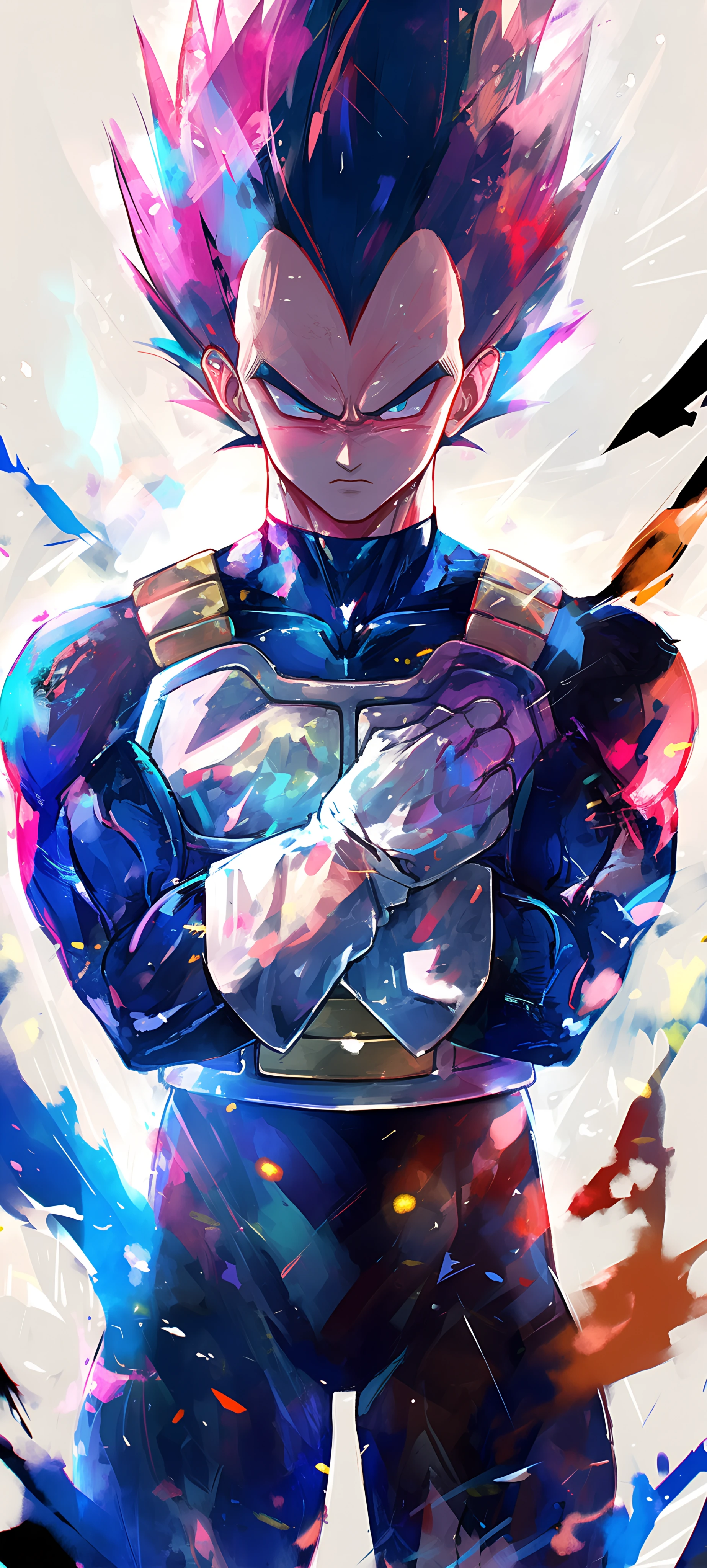 colorful anime boy wallpaper — male focus, gloves, saiyan armor (free 4K phone download)