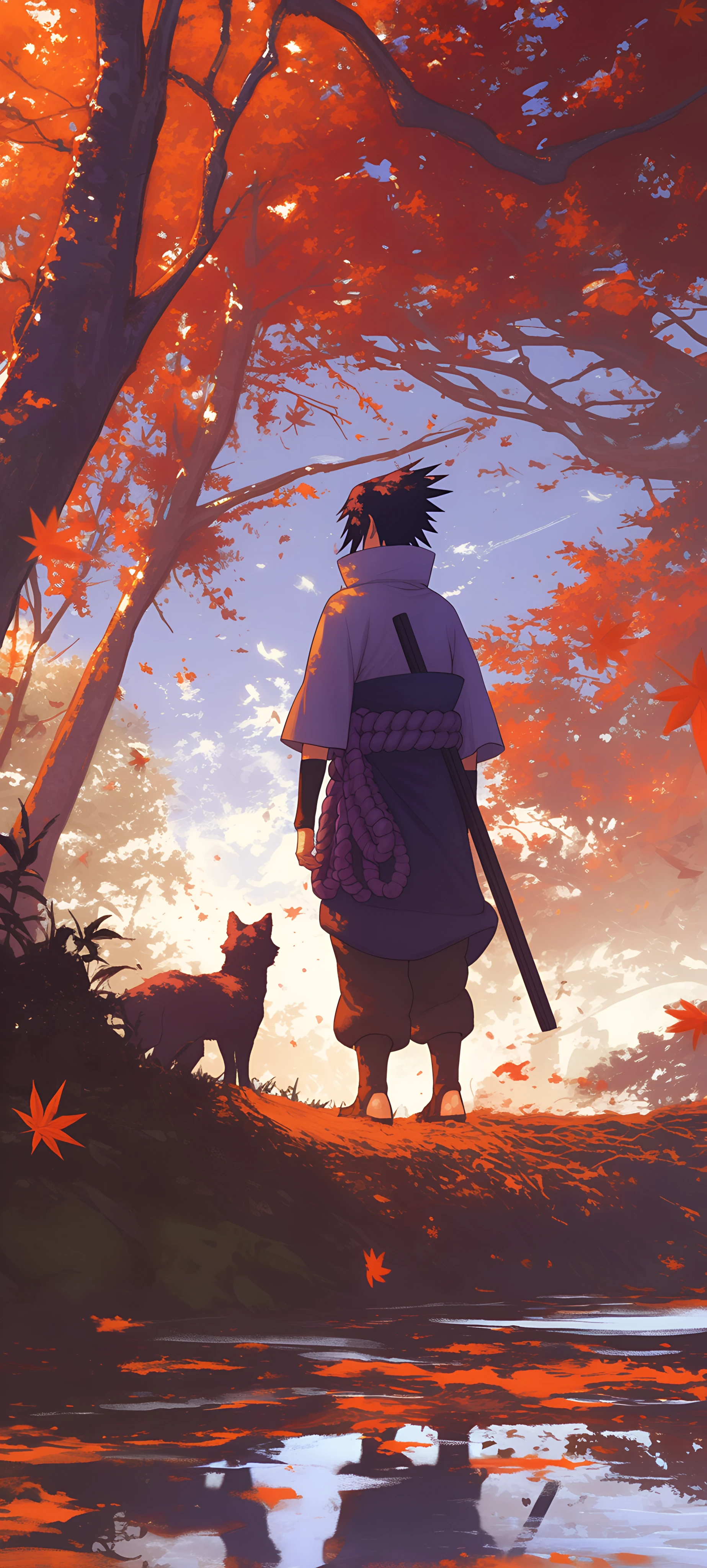 serene anime boy wallpaper — male focus, black hair, weapon (free 4K phone download)