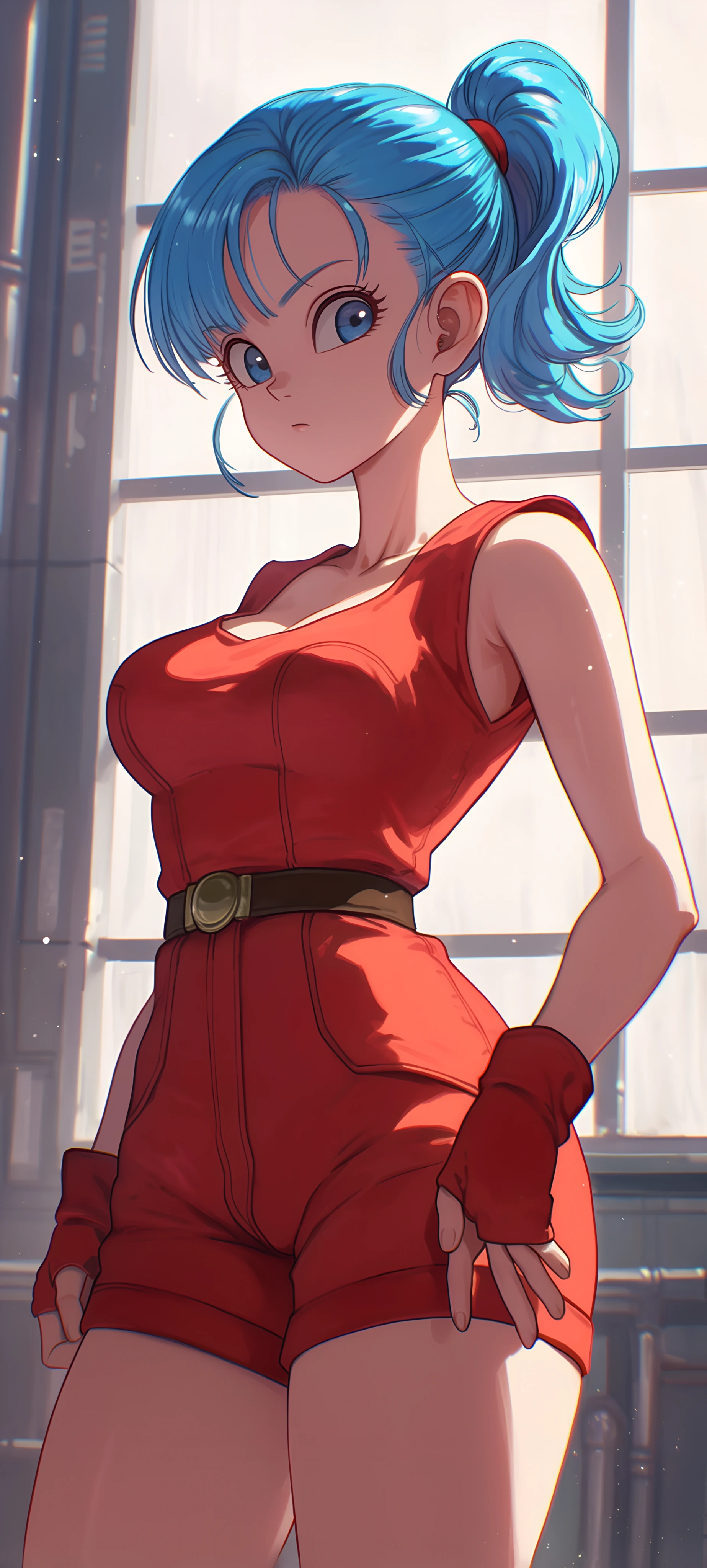 elegant anime girl wallpaper — gloves, blue eyes, fingerless gloves (free 4K phone download)