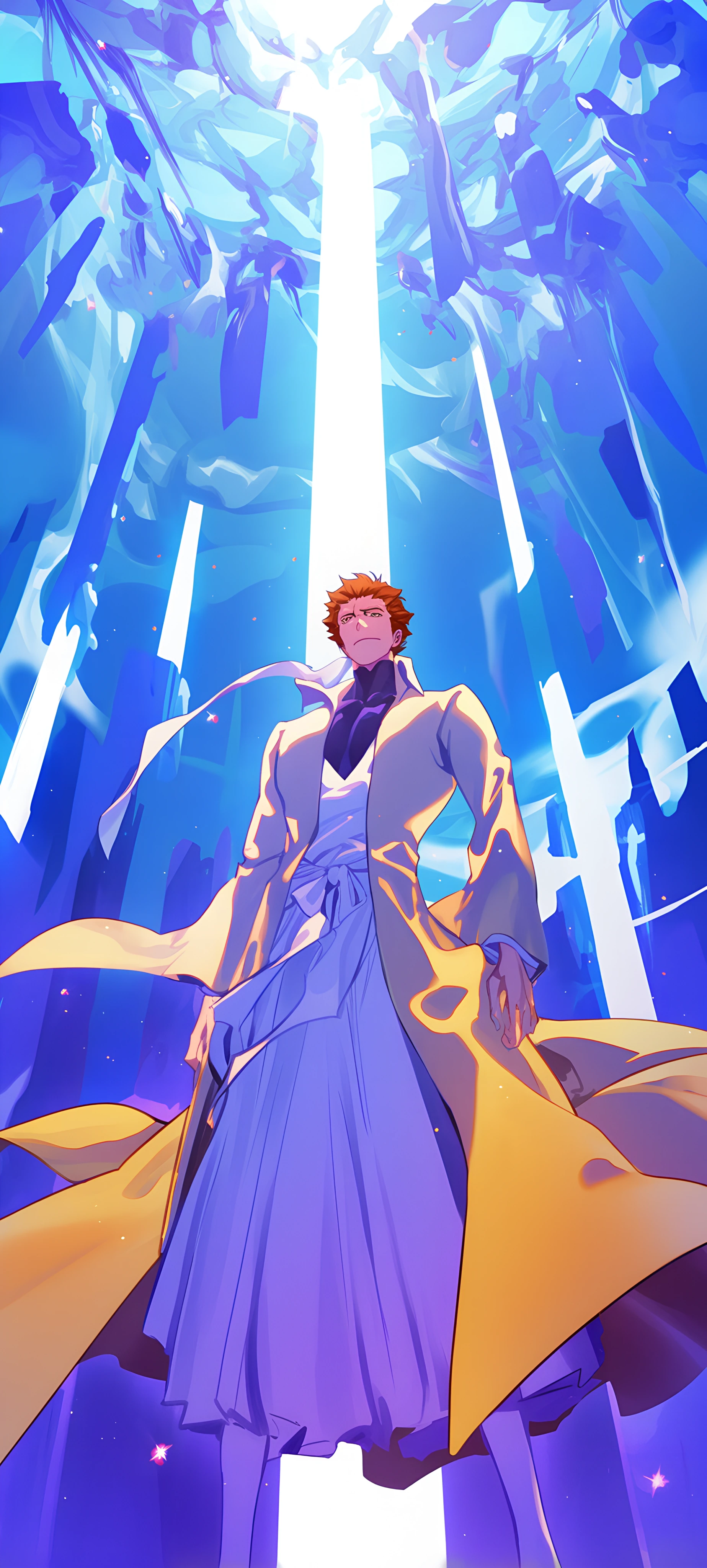 epic anime boy wallpaper — male focus, orange hair, japanese clothes (free 4K phone download)