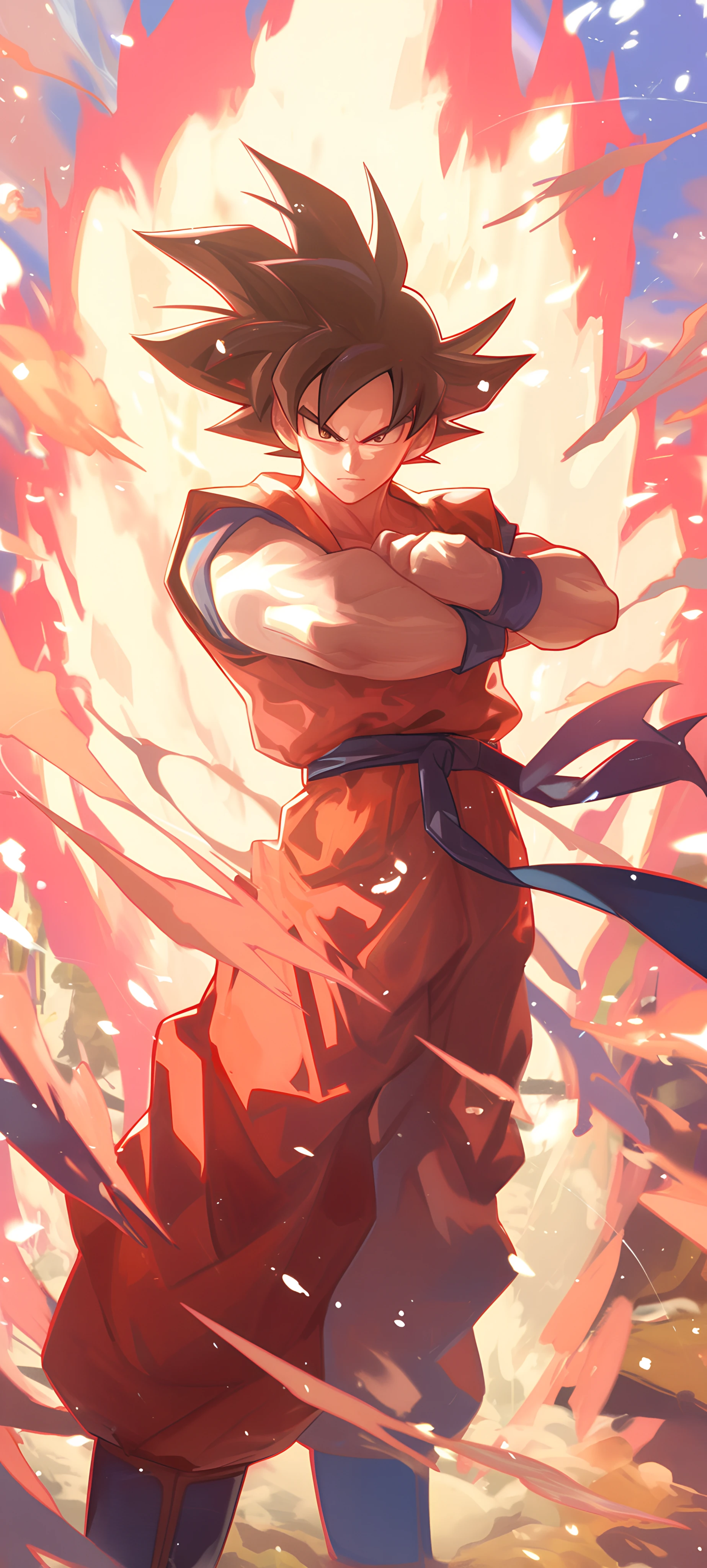 epic anime boy wallpaper — male focus, black hair, dougi (free 4K phone download)