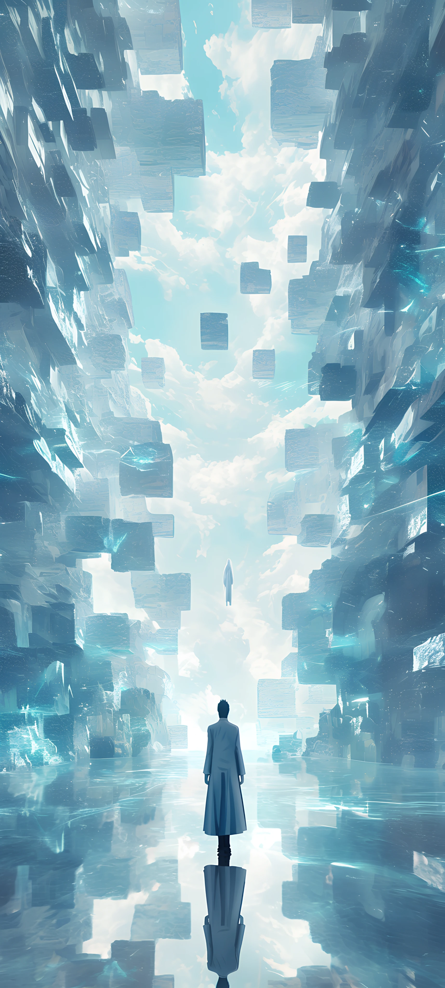 futuristic anime boy wallpaper — cloud, sky, short hair, reflection (free 4K phone download)