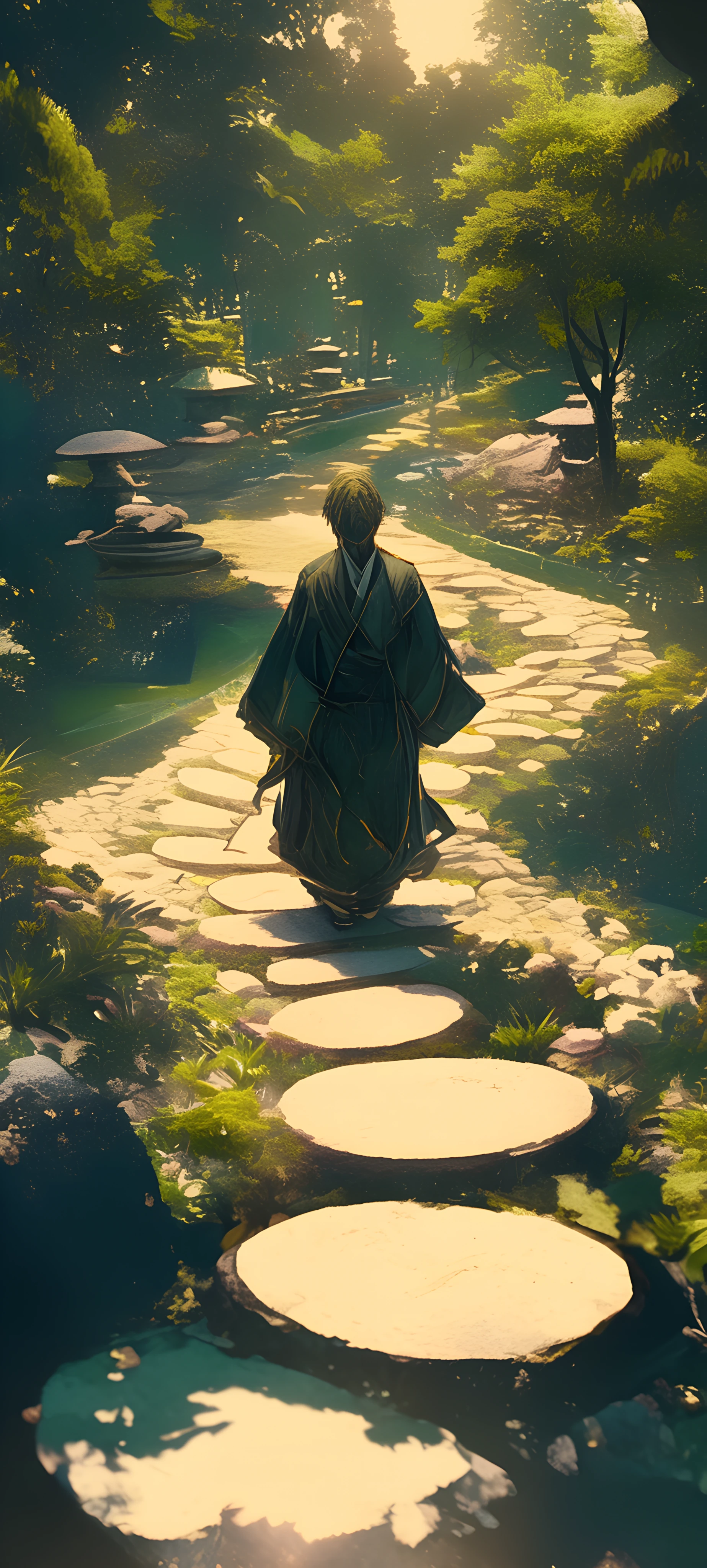 serene anime boy wallpaper — male focus, japanese clothes, tree (free 4K phone download)