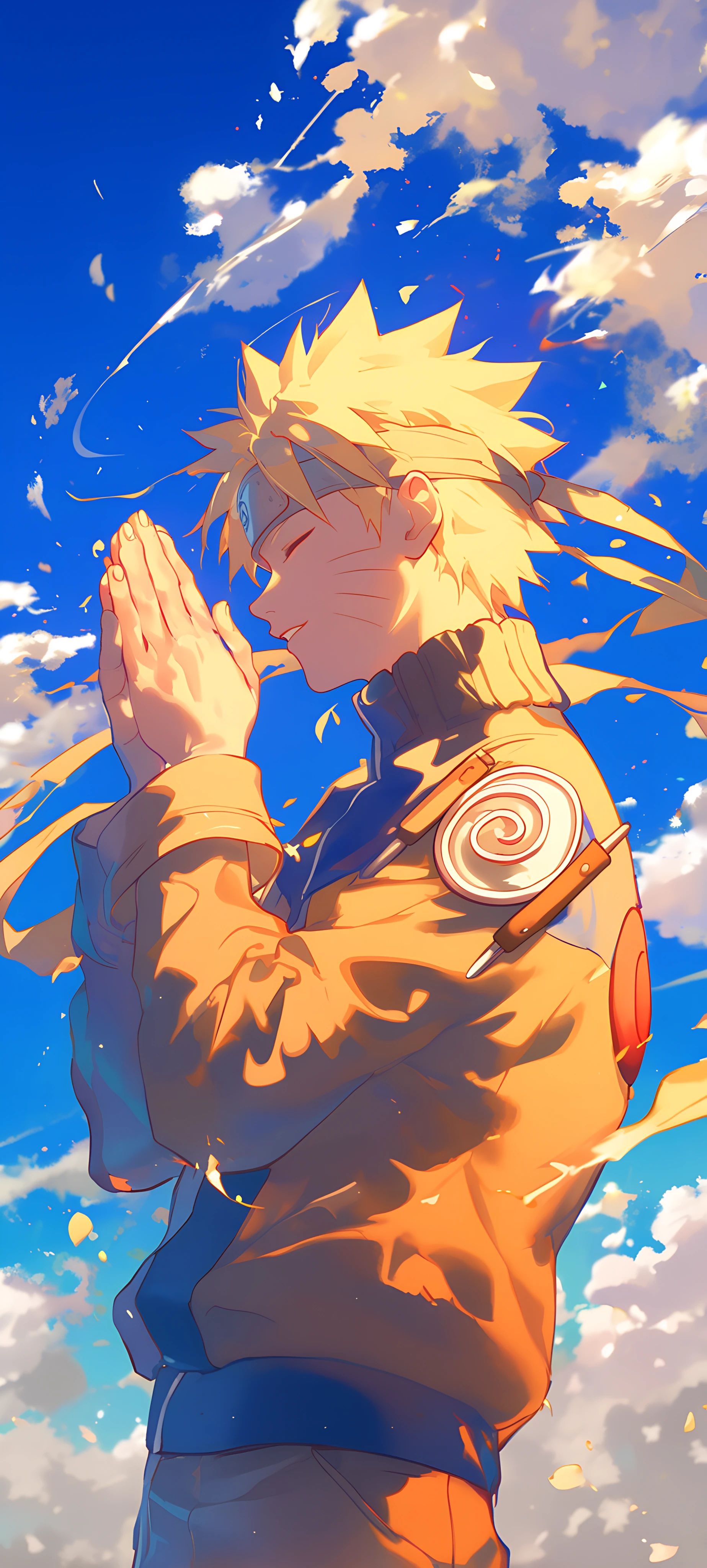 magical anime boy wallpaper — male focus, blonde hair, closed eyes (free 4K phone download)