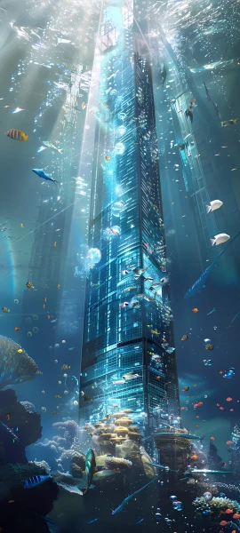 futuristic architecture wallpaper — fish, scenery, underwater, tropical fish (free 4K phone download)