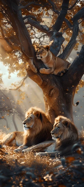 epic architecture wallpaper — tree, lion, animal focus, animal (free 4K phone download)
