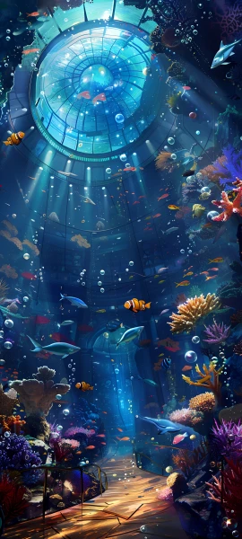 whimsical architecture wallpaper — fish, coral, underwater, tropical fish (free 4K phone download)