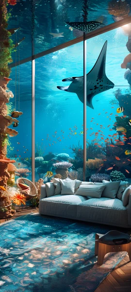 whimsical anime boy wallpaper — tropical fish, fish, clownfish, couch (free 4K phone download)