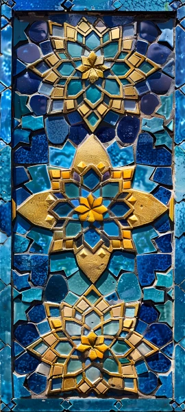 whimsical architecture wallpaper — pokemon (creature), stained glass, blue background (free 4K phone download)
