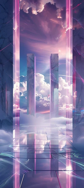 dreamy architecture wallpaper — scenery, cloud, pillar, sky (free 4K phone download)