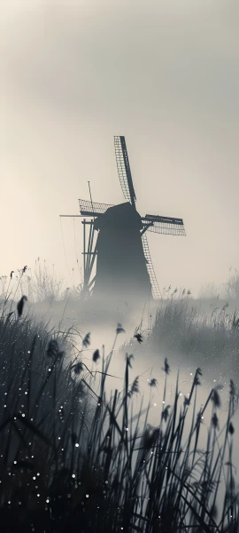 serene architecture wallpaper — grass, scenery, windmill, sky (free 4K phone download)
