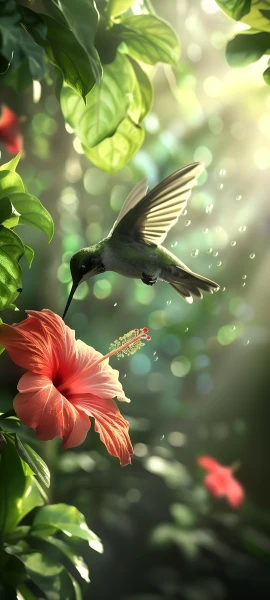 serene architecture wallpaper — bird, flower, leaf, sunlight (free 4K phone download)