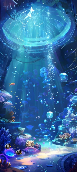 whimsical architecture wallpaper — coral, fish, bubble, scenery (free 4K phone download)