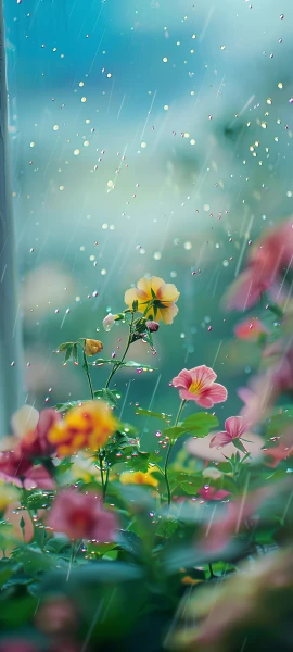 dreamy architecture wallpaper — flower, rain, scenery, pink flower (free 4K phone download)