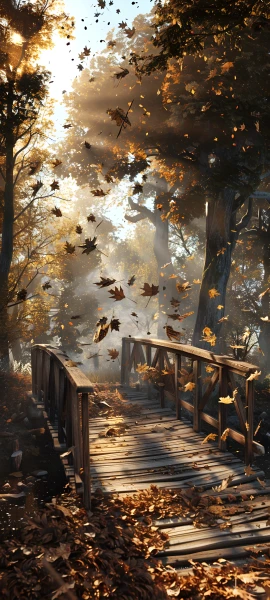 whimsical architecture wallpaper — tree, autumn leaves, scenery, leaf (free 4K phone download)