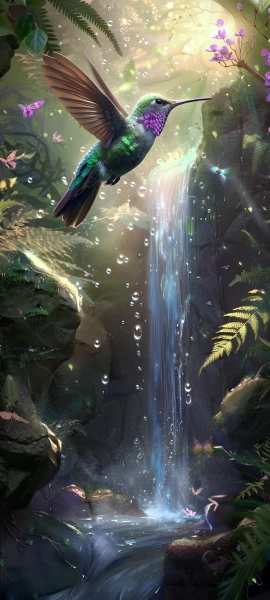 serene architecture wallpaper — waterfall, bird, water, bug (free 4K phone download)