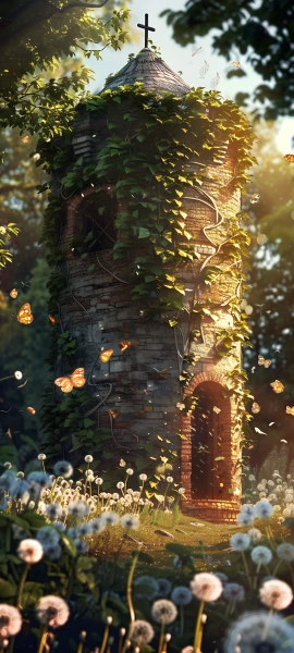 dreamy architecture wallpaper — scenery, flower, bug, butterfly (free 4K phone download)