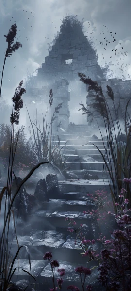 gothic architecture wallpaper — scenery, stairs, tree, flower (free 4K phone download)
