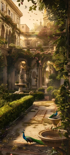 romantic architecture wallpaper — bird, scenery, plant, building (free 4K phone download)