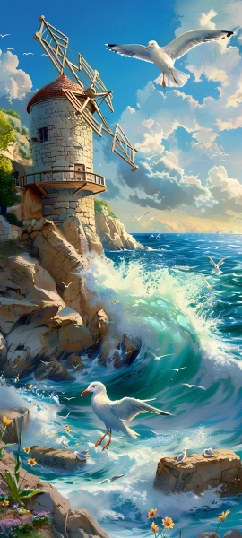 whimsical architecture wallpaper — bird, scenery, cloud, sky (free 4K phone download)