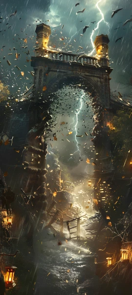 epic architecture wallpaper — rain, lightning, bird, scenery (free 4K phone download)