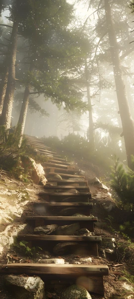 serene architecture wallpaper — scenery, tree, nature, stairs (free 4K phone download)