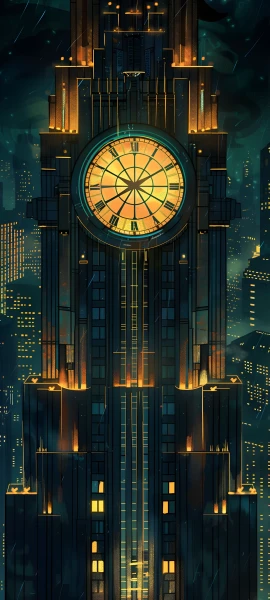 futuristic architecture wallpaper — clock, scenery, night, sky (free 4K phone download)