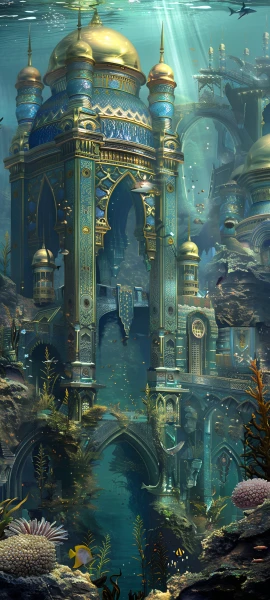 gothic architecture wallpaper — underwater, scenery, fish, coral (free 4K phone download)